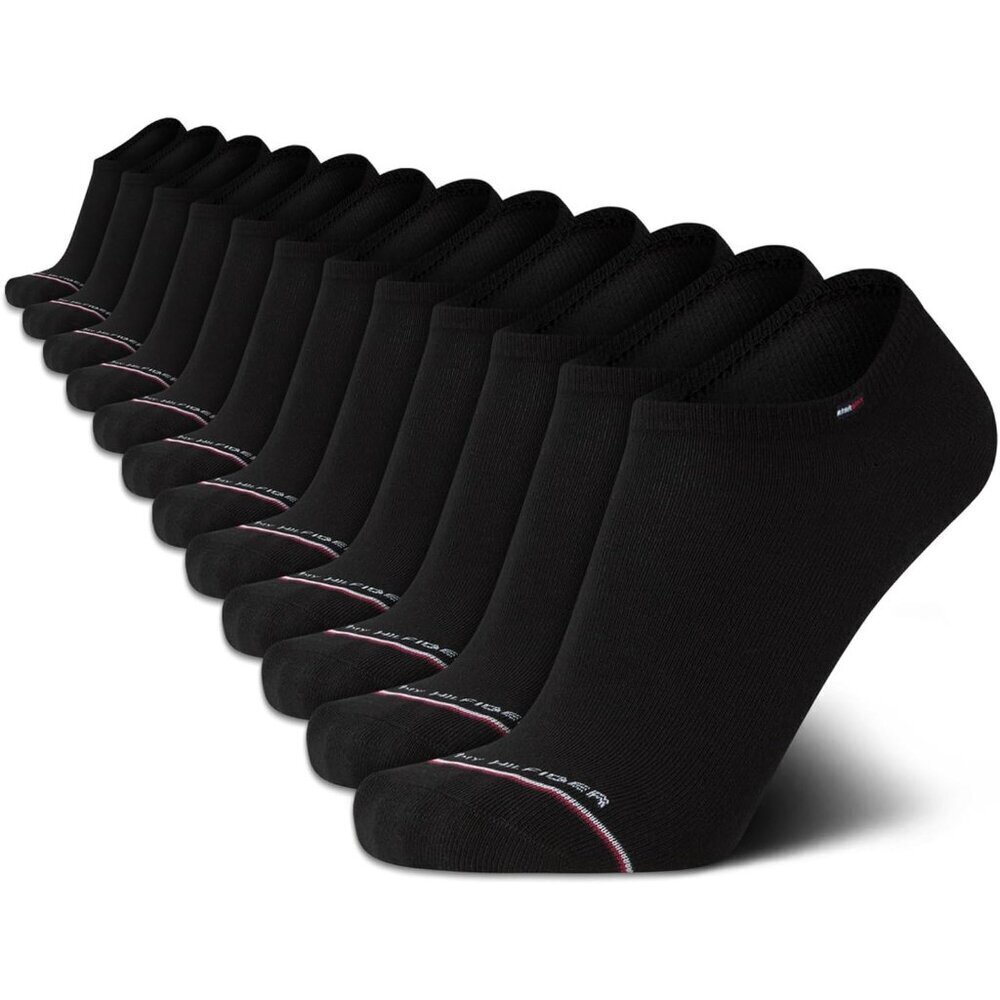 🆕Men's Black Stripe 12 Pack Cotton Blend Stretch Athletic Invisible Liner Sock